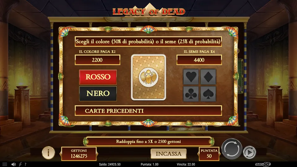Il Gamble: colore ×2 o seme ×4